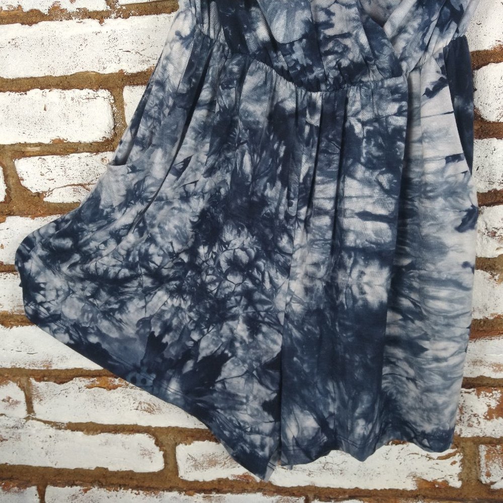 Ginger G Tie Dye ROMPER Blue & White Sz M - Picture 3 of 8